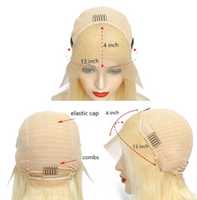 Load image into Gallery viewer, Platinum Blonde 613 Short Bob 18' Swiss Lace Front Brazilian Human Unprocessed Remy Hair