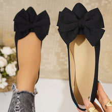 Load image into Gallery viewer, Women's Plus-Size Bow-Tie Slip-On Loafer Shoes | Pointed Toe, Low Heel, Cotton Upper