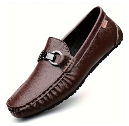 Men's Genuine Leather Slip-On Loafers | Soft Sole Breathable Casual Shoes