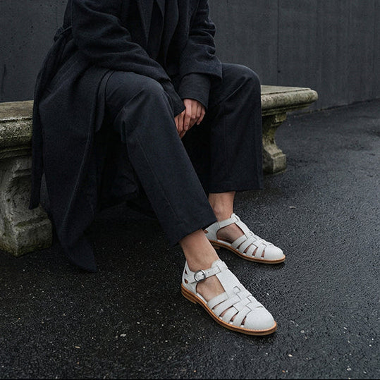 Washed Full Grain Leather Fisherman Sandals