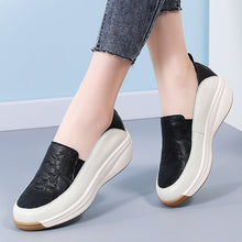 Load image into Gallery viewer, Women's Chunky Sole Slip-On Platform Sneakers | Round Toe Low Heel | Beige Black Khaki