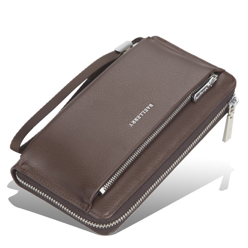 Men's Large Capacity Zippered Clutch Bag – PU Leather Business Wallet Wristlet