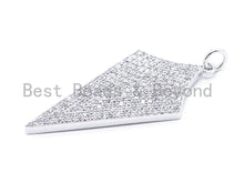 Load image into Gallery viewer, CZ Clear Micro Pave Arrowhead Shield Pendant/Charm, Cubic Zirconia Pendant, 40x17mm, sku#F156