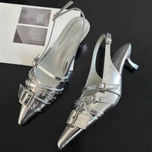 Load image into Gallery viewer, Women's Retro Pointed-Toe Ankle-Strap High Heel Sandals - Punk Style Mid Heel Shoes
