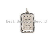 Load image into Gallery viewer, CZ Micro Pave Flat Rectangle Pendant, Antique Silver Tone, Clear Cubic Zirconia Big Pave Charm Pendant, 13x22mm,sku#F1015C