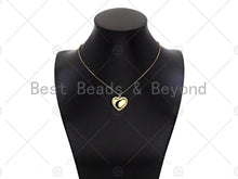 Load image into Gallery viewer, Gold Filled CZ Micro Pave Hollow Out Cresent Moon On Heart Shape Pendant ,18K Gold Filled Charm, Necklace Bracelet Pendant,21x20mm,Sku#LD102