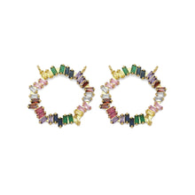 Load image into Gallery viewer, Colorful Baguette CZ Round Ring Charm, Sku#LX307