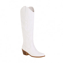 Load image into Gallery viewer, Women's Western Cowboy Embroidered High-Heel Boots – Chunky Heel Slip-On