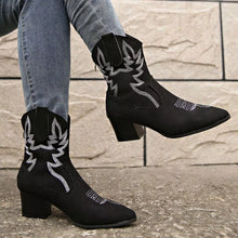 Load image into Gallery viewer, Women's Point Toe Block Heel Boots – Suede Mid Heel Ankle Boots