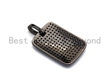 Load image into Gallery viewer, Turquoise CZ Micro Pave Rectangle Tag Pendant/Charm, Cubic Zirconia Pendant, Pave Dog Tag, 18x27mm, sku#X51