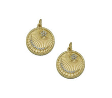 Load image into Gallery viewer, Pave Gold Cresent Moon Star Medallion Coin Charm, Sku#LX117