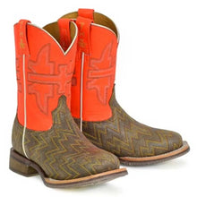 Load image into Gallery viewer, Tin Haul Neon Thunder / Desert Rider Sole (Orange) - Little Kids/Big Kids Leather Cowboy Boots