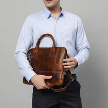 Load image into Gallery viewer, Modernist Leather Laptop Bag- Brown