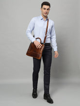 Load image into Gallery viewer, Modernist Leather Laptop Bag- Brown
