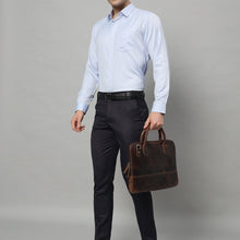 Load image into Gallery viewer, Modernist Leather Laptop Bag-Dark Brown