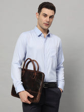 Load image into Gallery viewer, Modernist Leather Laptop Bag-Dark Brown