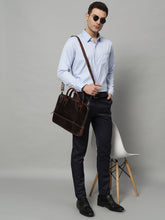 Load image into Gallery viewer, Modernist Leather Laptop Bag-Dark Brown