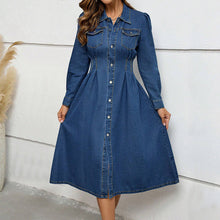 Load image into Gallery viewer, Women Clothing Denim Waist Controlled Long Sleeves Dress