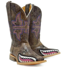 Load image into Gallery viewer, Tin Haul I Don't Bite / Jawsome Sole (Pink) - Little Kids/Big Kids Leather Cowgirl Boots