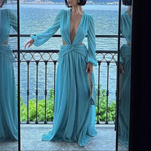 Load image into Gallery viewer, Beach Vacation Sexy Dress Women Summer Cropped Outfit Solid Color Seaside Atmosphere Maxi Dress