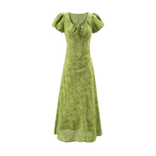 Load image into Gallery viewer, Sweet Printed Chic Puff Sleeve Maxi Dress round Neck Sexy Slim Fit Party Dress