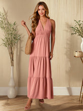 Load image into Gallery viewer, Women Clothing Sexy V neck Halter Lace up Sleeveless Dress Solid Color Dress