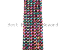 Load image into Gallery viewer, NEW Titanium Red Green Multicolor Hematite, Round Smooth 3mm/4mm/6mm/8mm/10mm, Natural Hematite beads, 15.5 Full Strand, #S126
