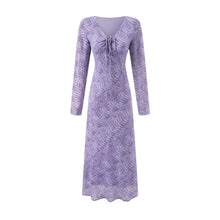 Load image into Gallery viewer, Summer Vacation Beach Casual Sexy V neck Tied Long Sleeves Dress