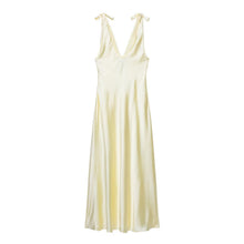 Load image into Gallery viewer, Summer Women Clothing Sexy Bowknot Decoration Silk Satin Texture Midi Dress