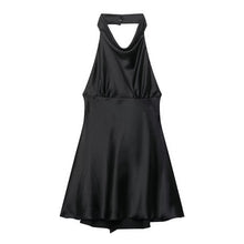Load image into Gallery viewer, Women Clothing French Silk Satin Texture Waist Tight Halter Short Dress