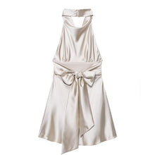 Load image into Gallery viewer, Women Clothing French Silk Satin Texture Waist Tight Halter Short Dress