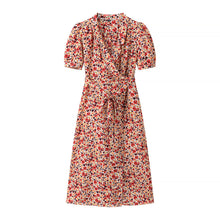 Load image into Gallery viewer, Women Clothing V neck Short Sleeve Lace up Niche Dress