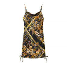 Load image into Gallery viewer, Women Side Drawstring Printing Slip Dress