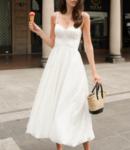 Load image into Gallery viewer, Cotton Sling Balloon Dress Summer Tight Waist Bubble Swing Dress Pure Cotton Dress Women