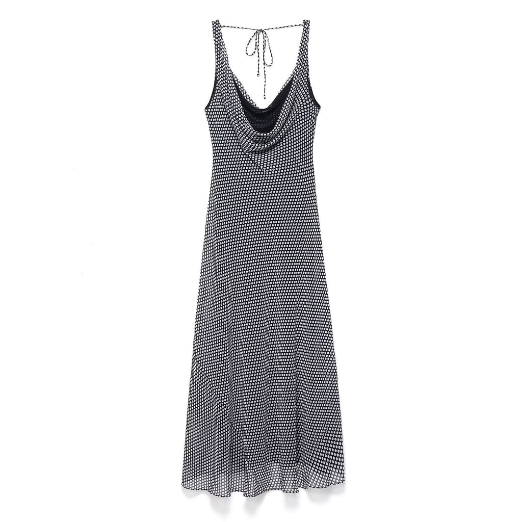 Homemade Women Clothing Series Polka Dot Midi Dress