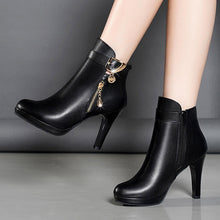 Load image into Gallery viewer, Women's Pointed-Toe Stiletto Boots | PU Leather High Heel Ankle Boots