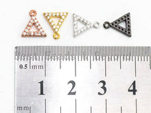 Load image into Gallery viewer, CZ Micro Pave Small Triangle Pendant/Charm, Cubic Zirconia Charm, Fashion Jewelry Findings, Gold/Silver/Rose Gold/Black Color 8x9mm, sku#B75