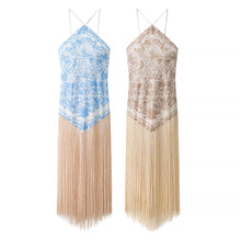 Load image into Gallery viewer, Fall Women Clothing Simple Halter Glossy Tassel Dress