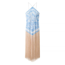 Load image into Gallery viewer, Fall Women Clothing Simple Halter Glossy Tassel Dress