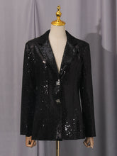 Load image into Gallery viewer, Elegant Light Luxury Long Sleeve Two Piece Sets Autumn Sequin Design High Sense Slimming