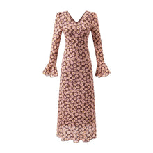 Load image into Gallery viewer, Women Clothing Mid Length Floral Printed V neck Dress