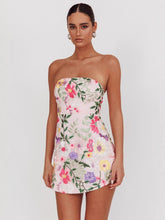 Load image into Gallery viewer, Women Slim Fit Bandeau Sling Short Niche Floral Dress