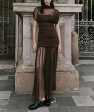 Load image into Gallery viewer, Summer Floral Ribbon Silk Net Stitching Dress