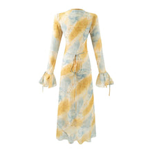 Load image into Gallery viewer, Autumn Women Clothing V neck Mid Length Printed Dress Women