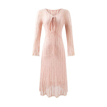 Load image into Gallery viewer, Sweet Jacquard Grid Chic Long Sleeve Dress Autumn Elegant Slim Midi Dress