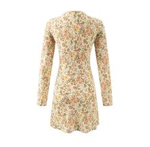 Load image into Gallery viewer, Summer Casual Elegant Floral Printed V neck Tied Long Sleeves Dress