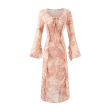 Load image into Gallery viewer, Women Bell Sleeve Mid Length Long Sleeve Printed Dress