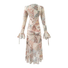 Load image into Gallery viewer, Summer Women Long Sleeved V neck Printed Dress Women