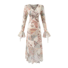 Load image into Gallery viewer, Summer Women Long Sleeved V neck Printed Dress Women