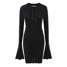 Load image into Gallery viewer, Women Clothing Summer Hollow Out Cutout Slim Sheath Flare Sleeve Knitted Long Sleeved Dress